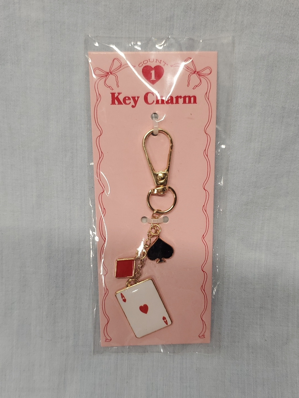 Unbranded Gold Playing Card Key Charm - Red & Black